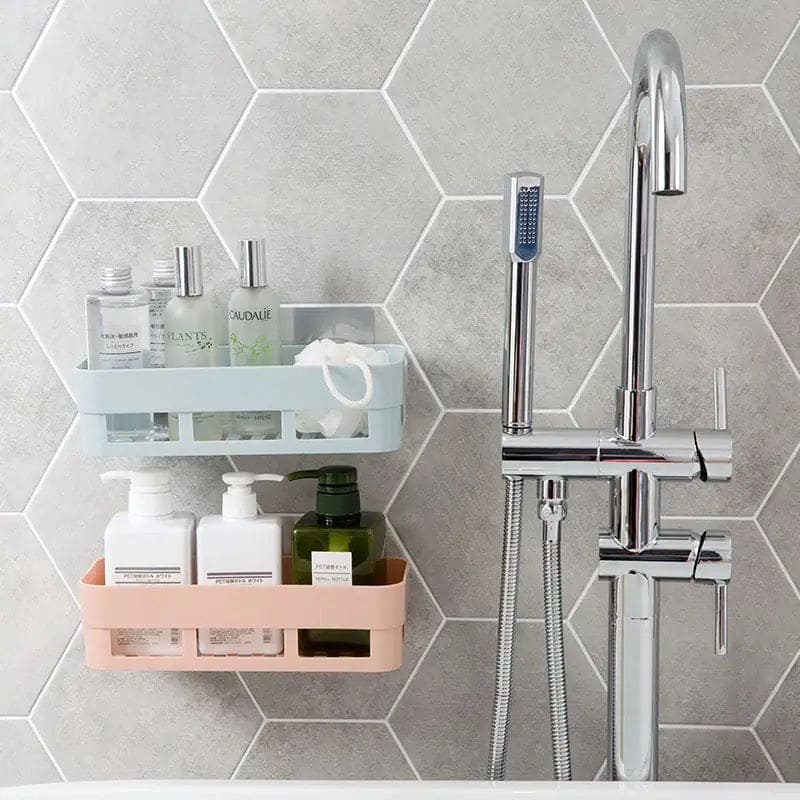 Traceless Paste Bathroom Shelf, Toilet Adhesive Shampoo Gel Storage Basket, Bathroom Corner Shower Shelf Rack, Wall-mounted Storage Rack, Stick-up Wall Sucker Plastic Organizer, Plastic Rack for Kitchen & Bathroom Traceless Paste Bathroom Shelf, Toilet Adhesive Shampoo Gel Storage Basket, Bathroom Corner Shower Shelf Rack, Wall-mounted Storage Rack, Stick-up Wall Sucker Plastic Organizer, Plastic Rack for Kitchen & Bathroom
